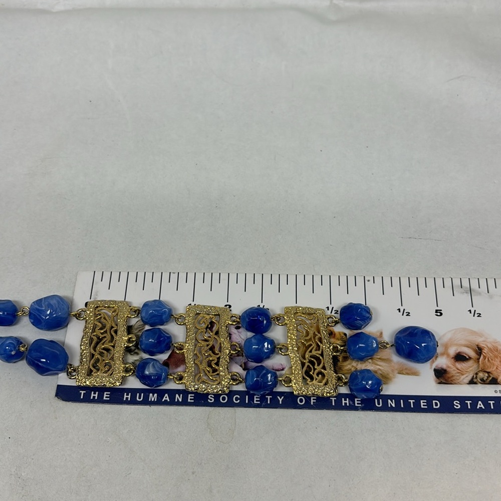Pretty vintage blue bead, Art Deco style necklace - Picture 12 of 12